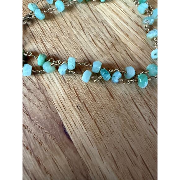 Artisan Made Light Green Gem Amazonite Chain Bracelet with Seashell Charm - Picture 3 of 5